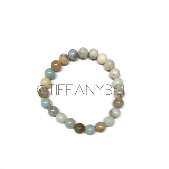 Bamboo Leaf Agate and Amazonite Genuine Stone Bracelet - Picture 13 of 15